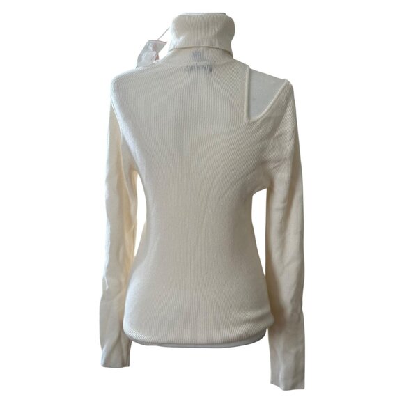 Aqua Cashmere Cutout Turtleneck Sweater | Size L | Ivory | NWT - Picture 2 of 9